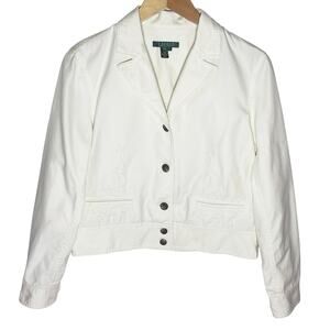 LAUREN Ralph Lauren Women’s Cream Embroidered Button front Jacket